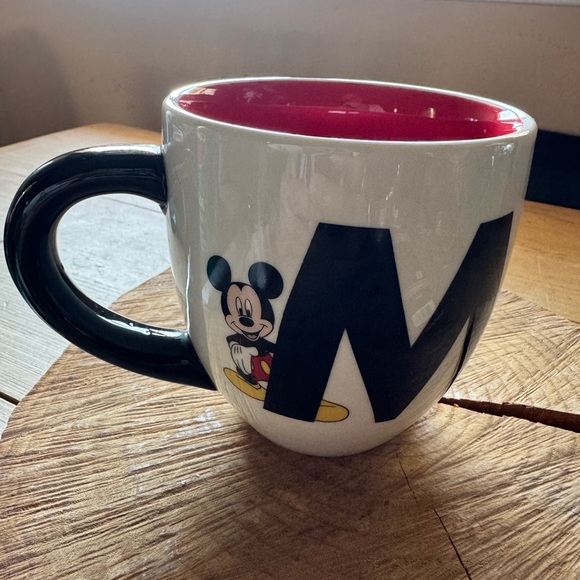 Disney Other - Disney Mickey Mouse White Ceramic Mug with Black Handle and Pink Interior